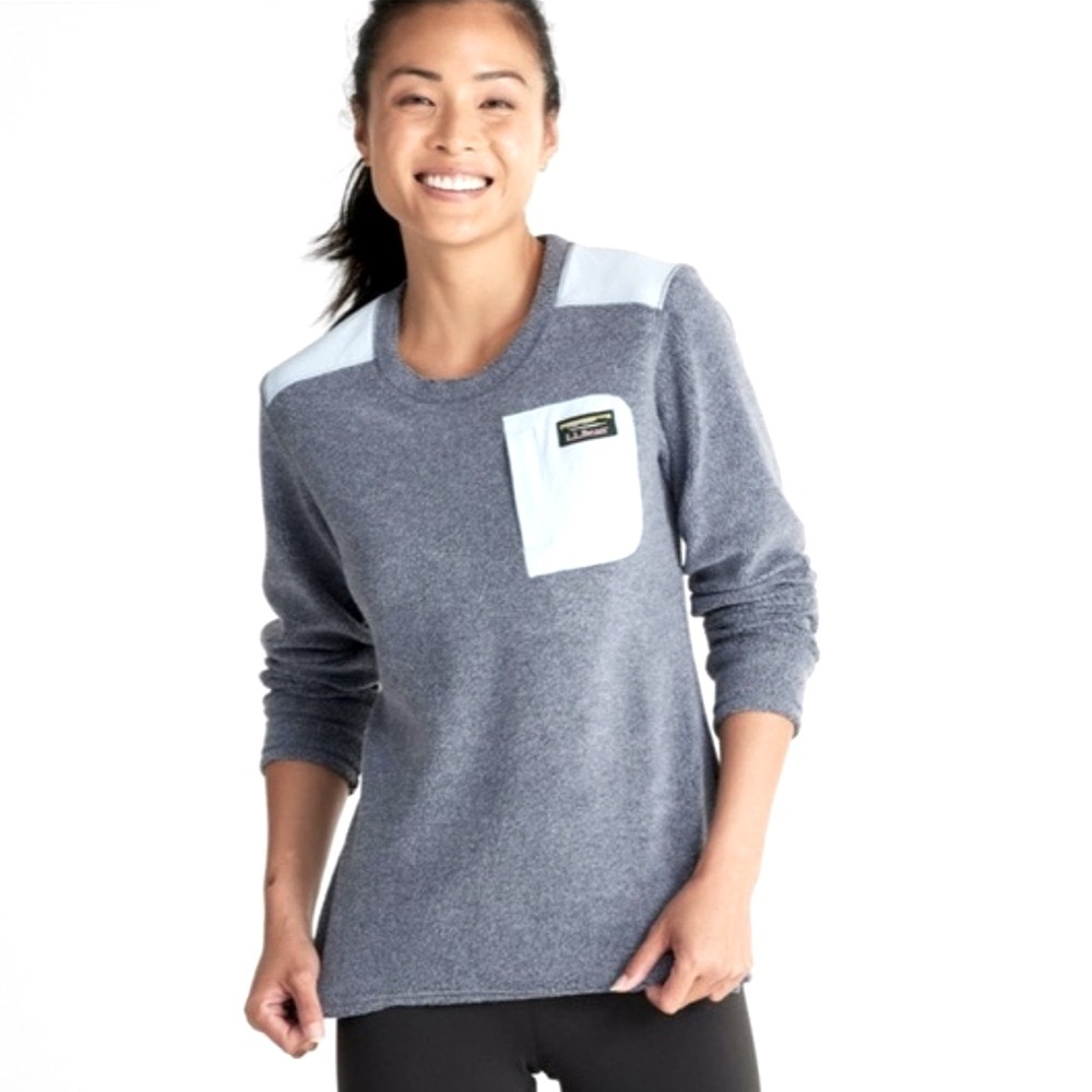 LLBean Tumbled Sherpa Crewneck Sweater Sz M